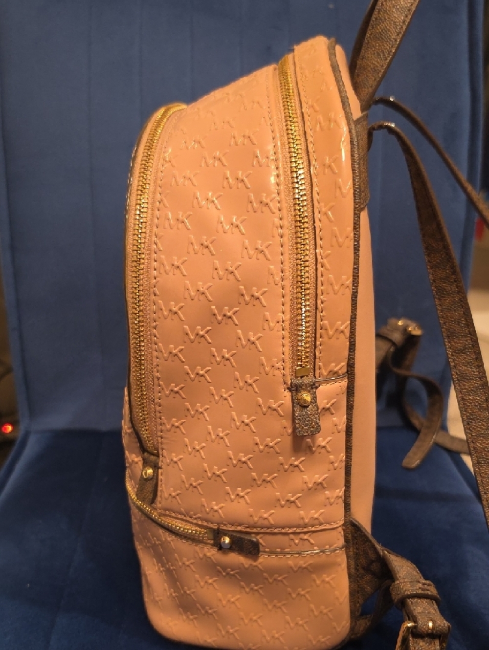 Michael Kors Blush Pink Embossed MK Mini Backpack - Picture 4 of 4